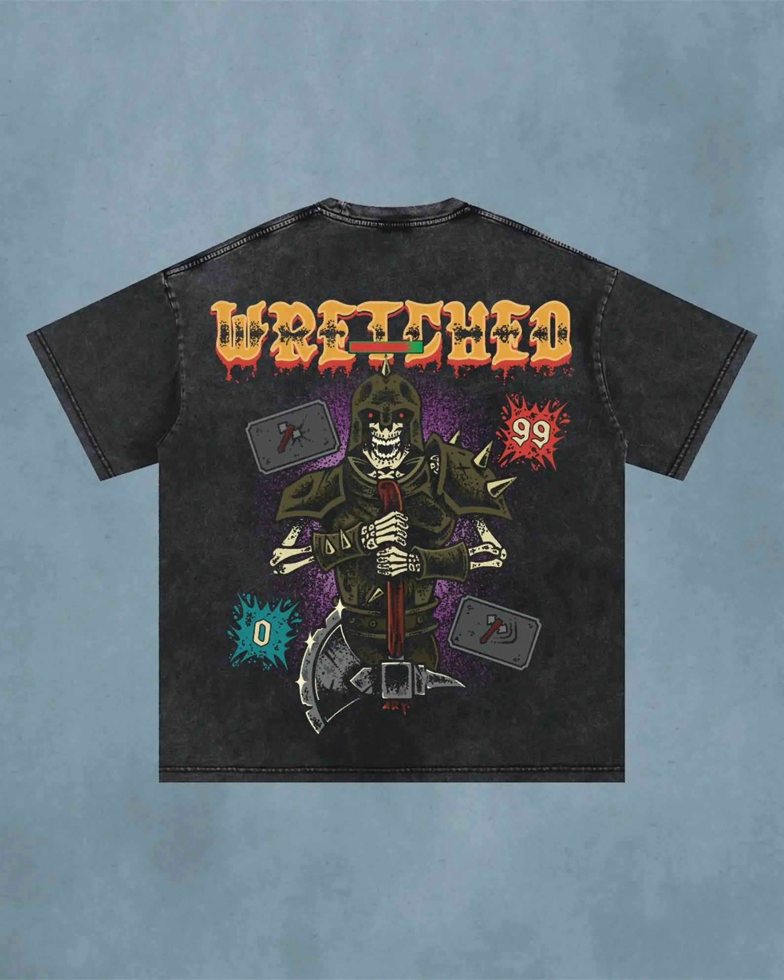 Dharok | Oversize T-Shirt | Acid Wash | Old School Runescape For Him | Gift For Her