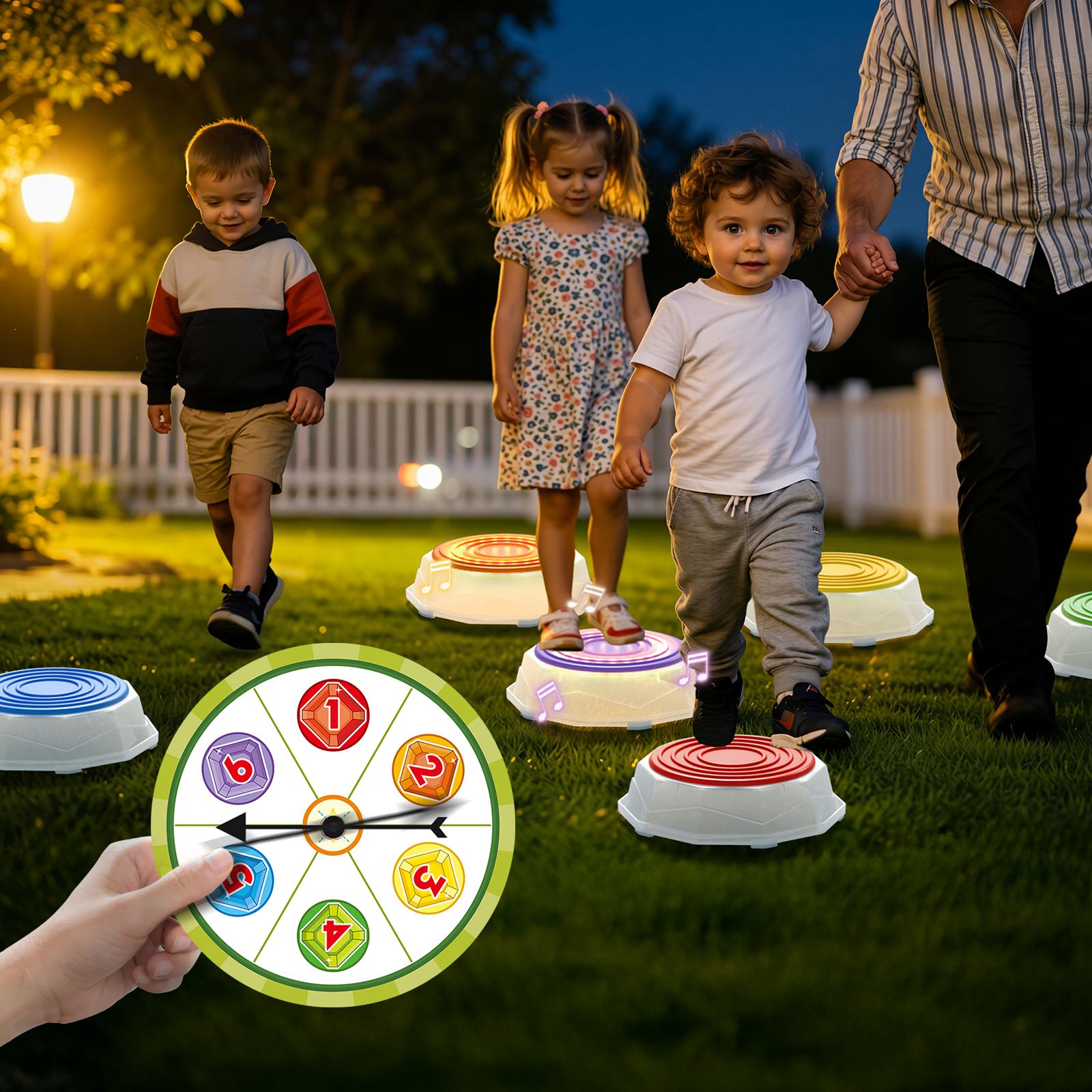 Light Up Stepping Stones for Toddlers 3-5 - 6 PCS Non-Slip Musical Sensory Stepping Stones, Toddler Obstacle Course Sensory Toys, Indoor & Outdoor Play Gift Colorful Fun Soft Design Spring