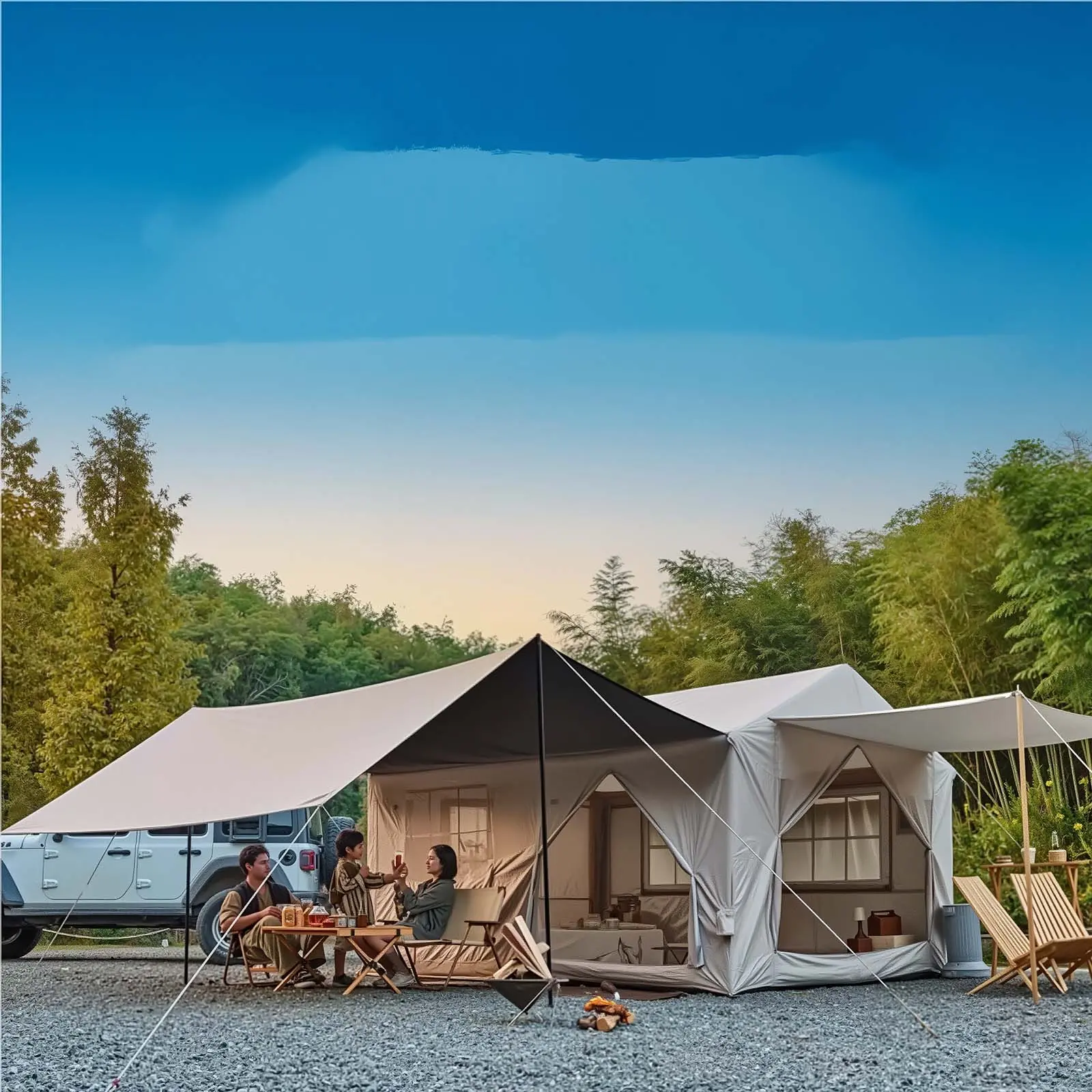 SENLEETO 10-12 Person Instant Pop-Up Camping Tent, Large Waterproof Oxford Fabric Shelter with 3 Doors, Foldable Warm Sturdy Outdoor Tent with Integrated Gear Loops, Insect-Proof Moisture-Proof Portable for Group Camping, Portable Outdoor Tent