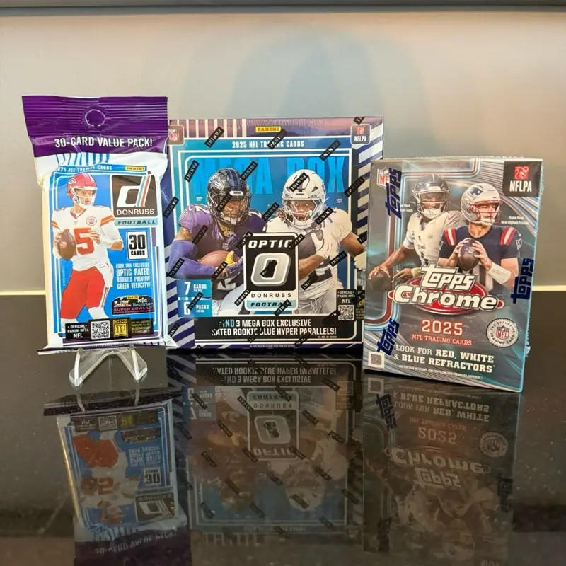 Break #245 *Divisional*: 1x 2025 Optic Mega Box, 1x 2025 Topps Chrome Blaster, 1x 2025 Donruss Value Pack