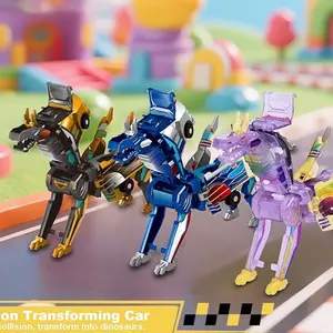 Dinosaur Transforming Car Toy, Magnetic Cars Transform into Dinosaurs,Fun - Collision Transformation Car Toys for Boys & Girls|Party Favors Gift for Birthday, Christmas (Blue) dinosaur toysdinosaur toys collision transforming dinosaur car toy