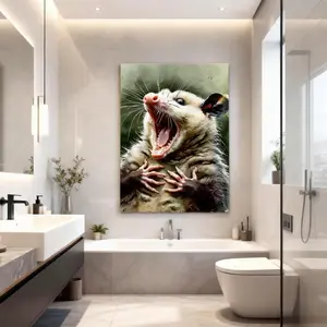 Funny Cute Opossum Aesthetic Canvas Wall Decor, Artistic Decoration Wonderful Artwork for Everyone, Portable Installation, Beautiful Gift Idea for Home