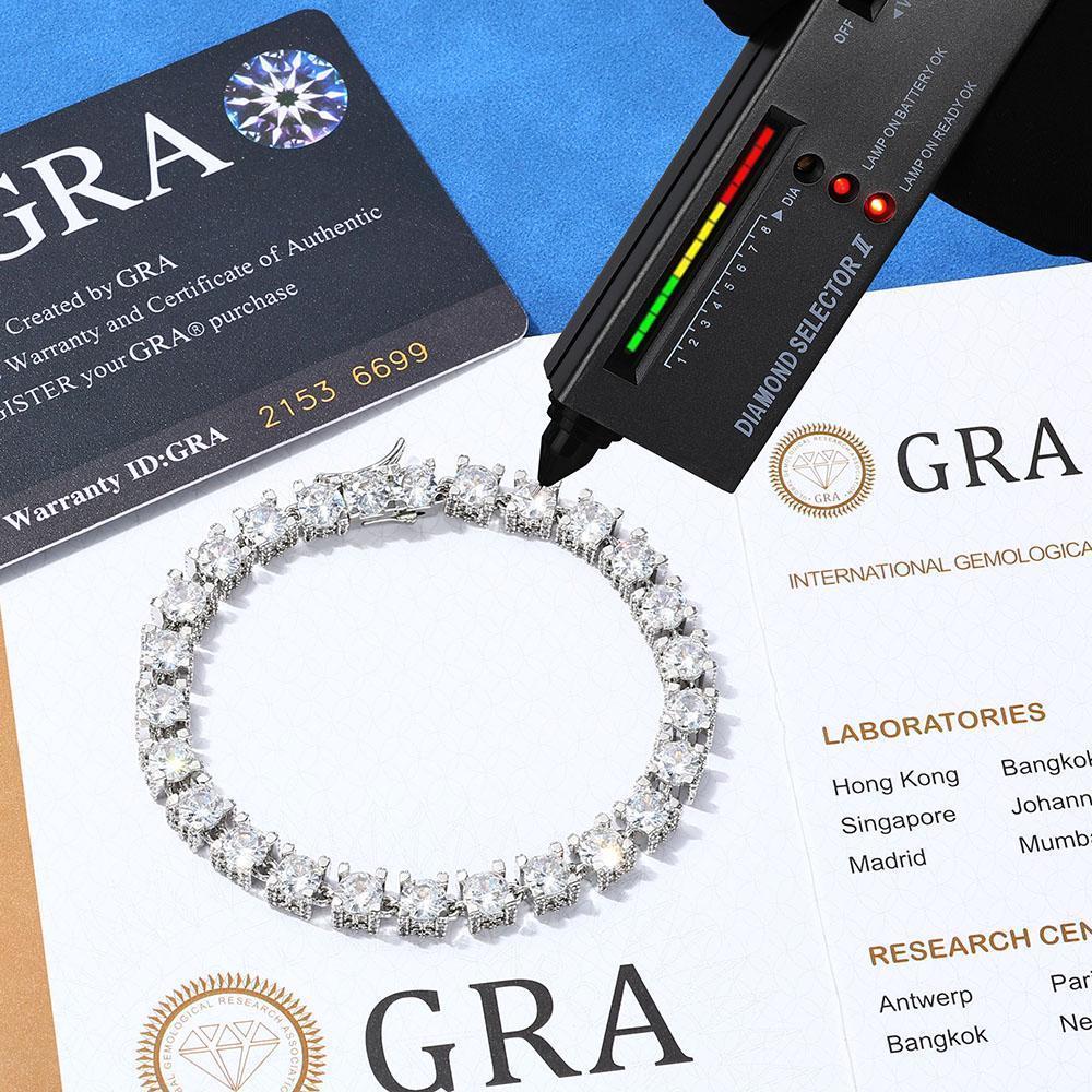 Fine Jewelry Hip Hop 925 Sterling Silver VVS Moissanite Diamond Cluster Tennis Chain Bracelet Necklace for Men Women