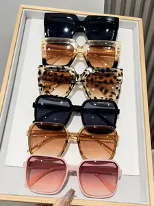 6 Pairs Classic Fashion Women's Summer Stylish Sunglasses, Large Frame, Uv400 Protection, Leopard Pattern, Casual Style, Ideal for Street Photography & Beach Holidays