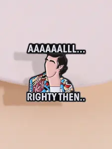 Retro Vintage Detective Badge Aaaaaalll...righty Then Funny Collectible Pin Men, 90s Nostalgia Gift for Jim Carrey Fans, Classic Movie Memorabilia