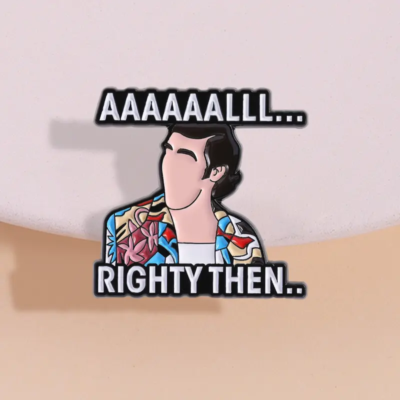 Retro Vintage Detective Badge Aaaaaalll...righty Then Funny Collectible Alloy Brooch Pin Lapel Pin Men, 90s Nostalgia Gift for Jim Carrey Fans, Classic Movie Memorabilia, Men Accessories