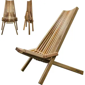 Melino Wooden Folding Tamarack Chair Low Profile Patio Lounge Furniture, Natural