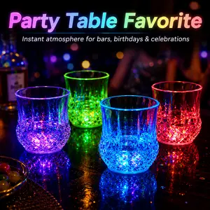 2pcs LED Flashing Party Cup Set, Auto-On Liquid Activated Non-Toxic Acrylic Drinkware for Birthday, Wedding Festive Occasions, Ideal Party Favors Gifts