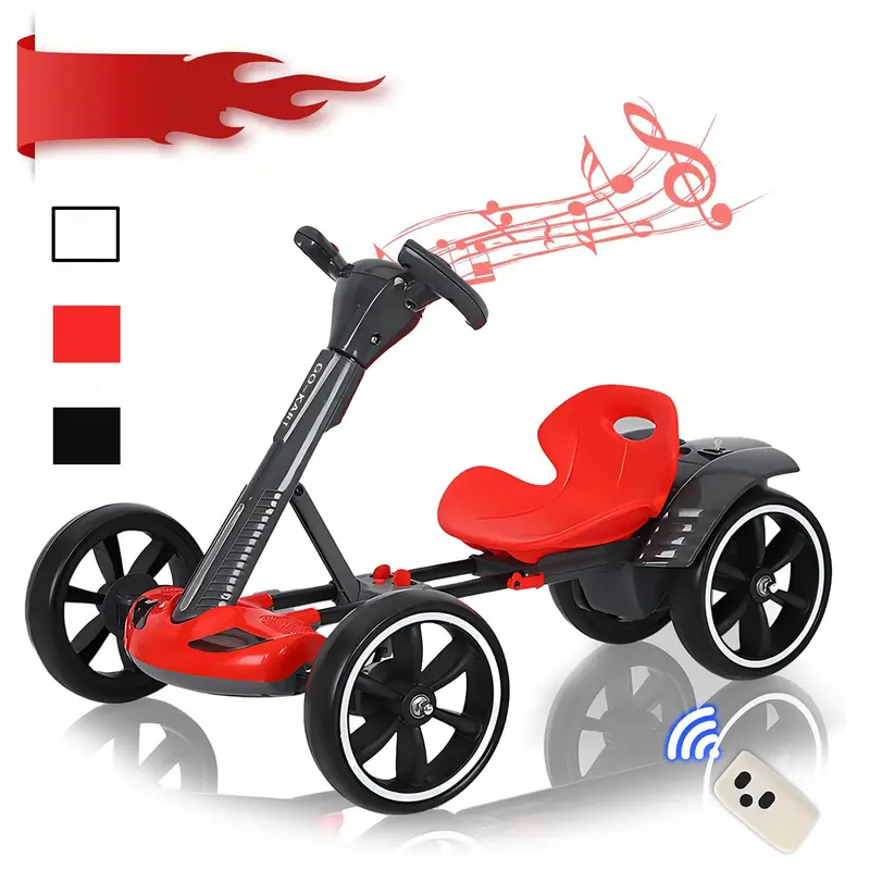 Children Dual Motor Electric Toy Cars Can Fold Electric Go kart, Foldable Ride-On Toy with Remote Control, Boys & Girls' Fun Outdoor Play