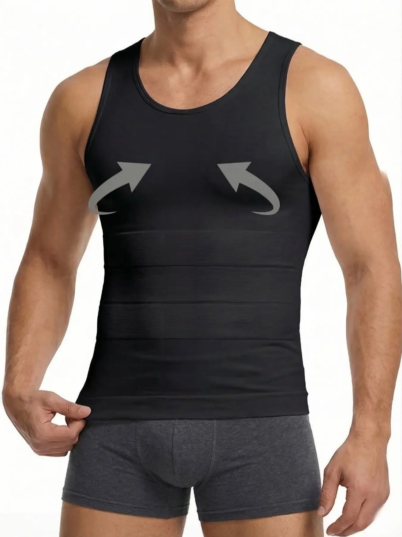 Men's Sleeveless Compression Base Layer Casual Tank & Workout Vest, Body Shaping Vest, Compression Gym Vests, High Support Chest & Abdomen Smoothing Design, Breathable Soft Slim Fit, Perfect for Gym & Training Daily Wear Fitness Apparel