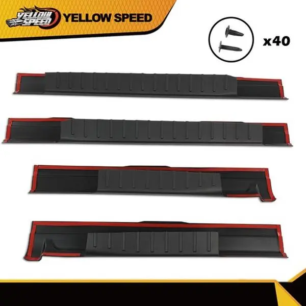 ALLGOOD 100% Brand New 4Pcs Adhesive Mount Rocker Panel Protector Guards - Custom Trim, Exact Match Fit for 09-14 Ford F150 Crew Cab Pickup Truck