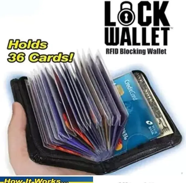Amazing Slim Lock As Seen on TV Leather Card Wallet RFID Block ID Holder Purses For Men