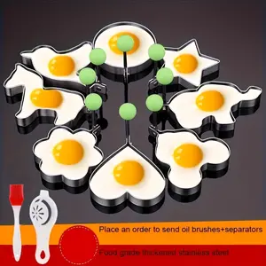 5/7/10PCS Thickened Stainless Steel Egg Frying Set (5/7/10 pieces), Heart-Shaped Egg Mold, Creative Egg Ring, Tools for Making Fried Eggs and Soft-Boiled Eggs