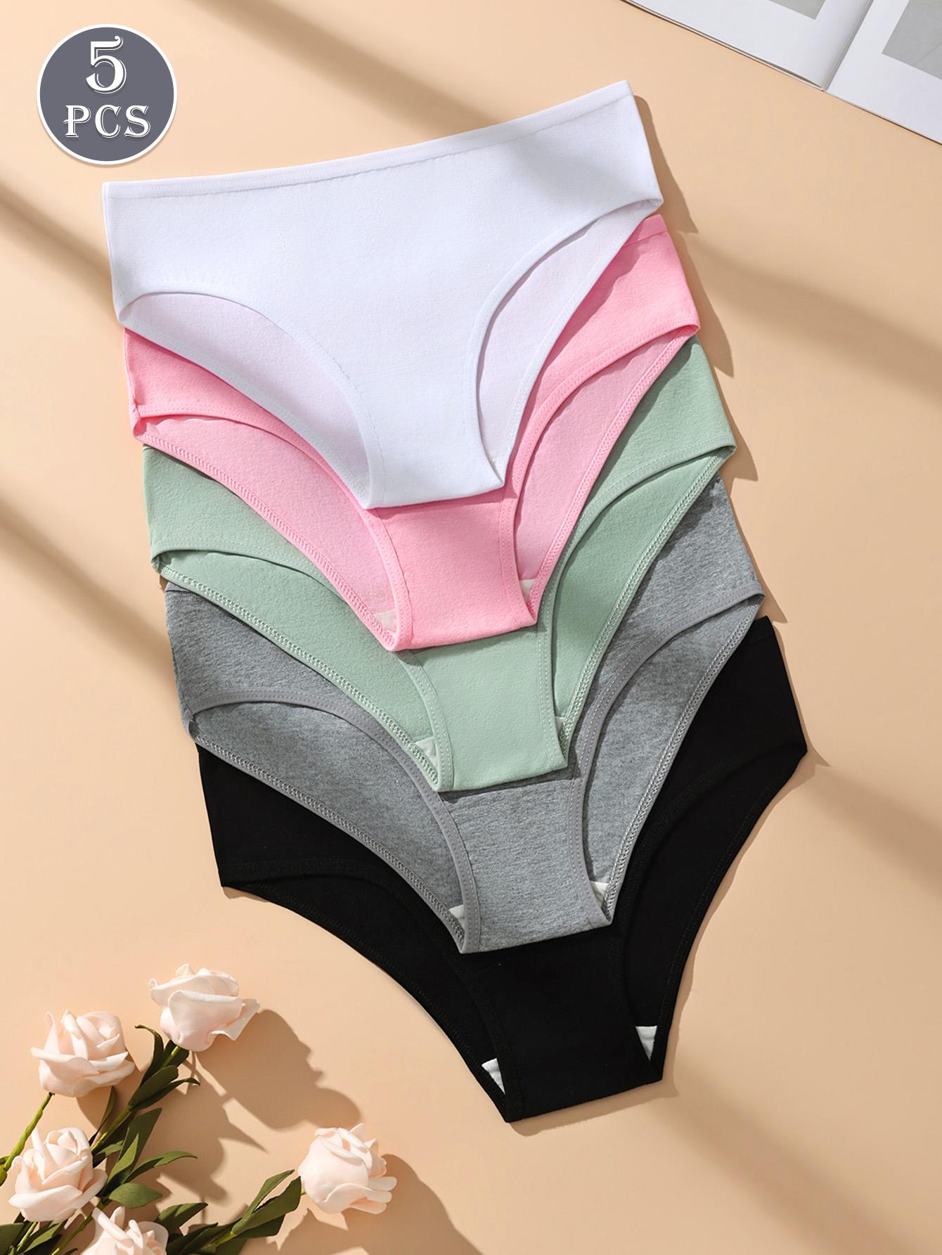 HOTCOM Women's Cotton Panties 5-Pack – Soft Breathable Briefs, Comfortable Everyday Underwear, Assorted Colors