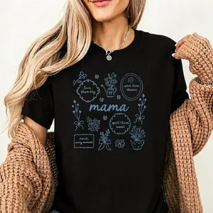 Women's Casual Short-Sleeve Comfort Colors Custom Floral T-Shirt - Personalized Mum Top, Ideal Mothers Day Gift for Grandma or Auntie (Nana, Lala, Mimi, Gigi, Lolly, Yaya)