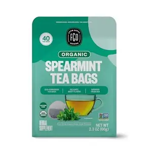 FGO Organic Spearmint Leaf Herbal Tea, 40 Count, Eco-Conscious Tea Bags, Caffeine Free, (Pack of 1)