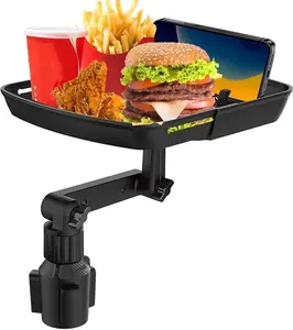 Larger Cup Holder Tray, 10 inch   Tray for Eating, Detachable 3 in 1  Cup Holder Expander and 360 Rotating  Cup Holder Tray Table with Phone Holder, Road Trip Essentials