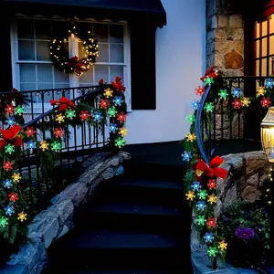 8 Modes Solar LED Snowflake String Lights, Outdoor Garden Patio Roof Decor, Christmas Wedding Halloween Birthday Party Atmosphere Lamp, Auto-On at Night
