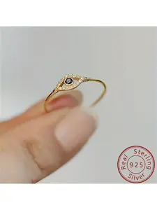 925 Sterling Silver Geometric Ring With Shiny Zirconia Stones, High Quality Jewelry Women's Ring