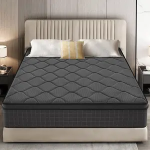 Queen Full Mattress, 10”12 Inch Hybrid Mattress in a Box with Gel Memory Foam, Pocket Innerspring, Pressure Relief, Motion Isolation, Non-Fiberglass - Mattress Full Size boxed halloween christmasgift furniture