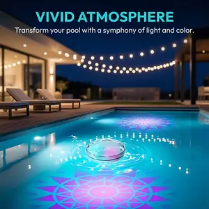 Solar Floating Pool Light, RGB Color Changing Waterproof Pool Lamp with Remote Control, LED Pool Decor for Swimming Pool, Hot Tub, Pond, Party and Garden