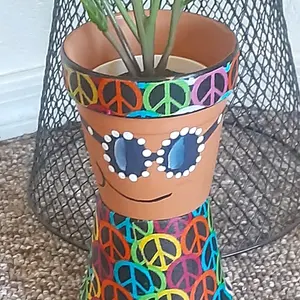 trippy hippie terracotta pot person