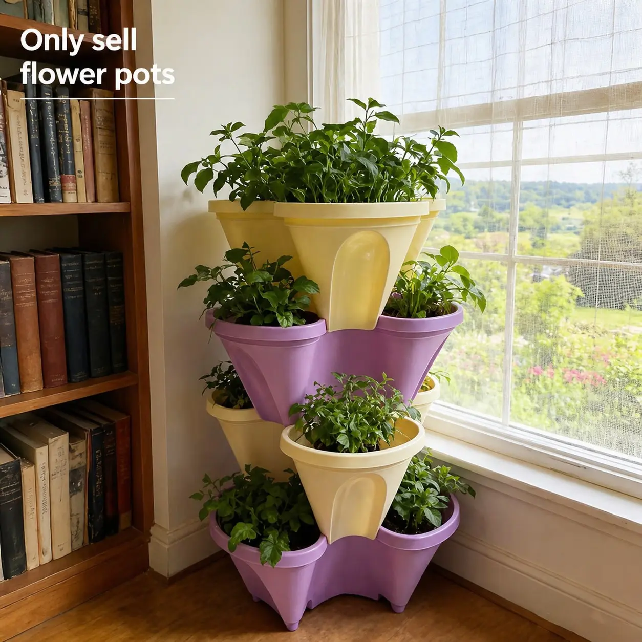 Set of Four Three-Petal Stacked Planters, Stackable Planter Box, Multi-Functional Strawberry Growing Rack, Space-Saving Vertical Gardening, Ideal for Balcony Gardens and Small Apartments