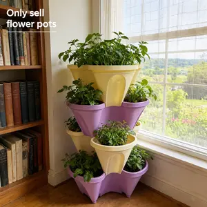 Set of Four Three-Petal Stacked Planters, Multi-Functional Strawberry Growing Rack, Space-Saving Vertical Gardening, Ideal for Balcony Gardens and Small Apartments