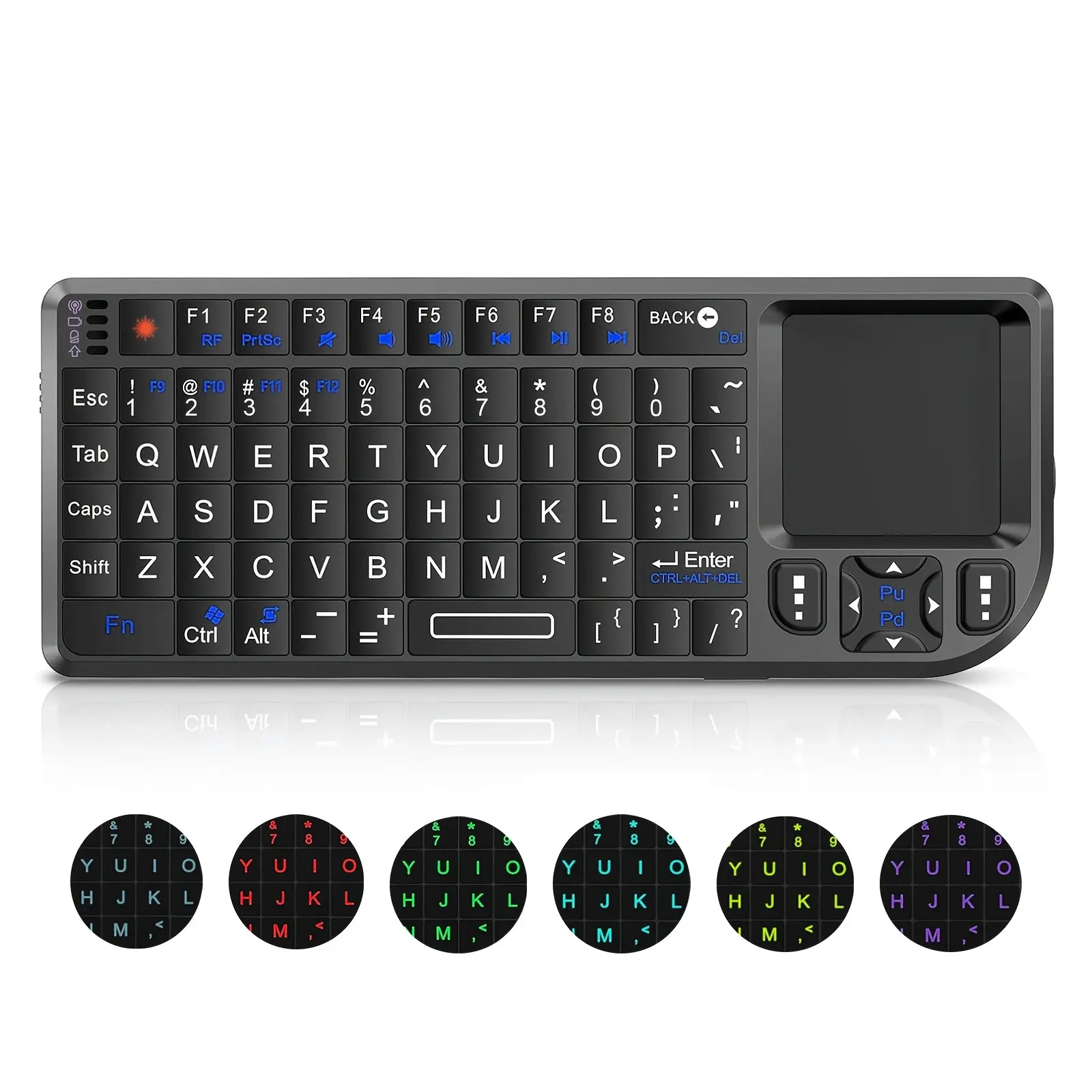 Mini with Touchpad, Rechargeable Backlight, Lighted Keyboard, 2.4g Wireless Design, Portable Rechargeable Keyboard, Wireless Computer Keyboard, Ideal for PC/tablet/TV/smartphone, Perfect for Travel & Office