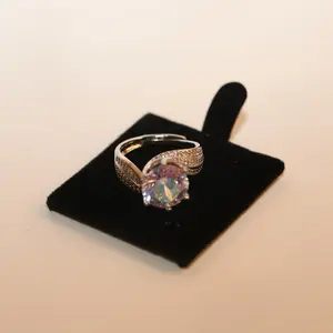Adjustable Open Ring – Glass Gem with Metal Band | Multiple Shapes