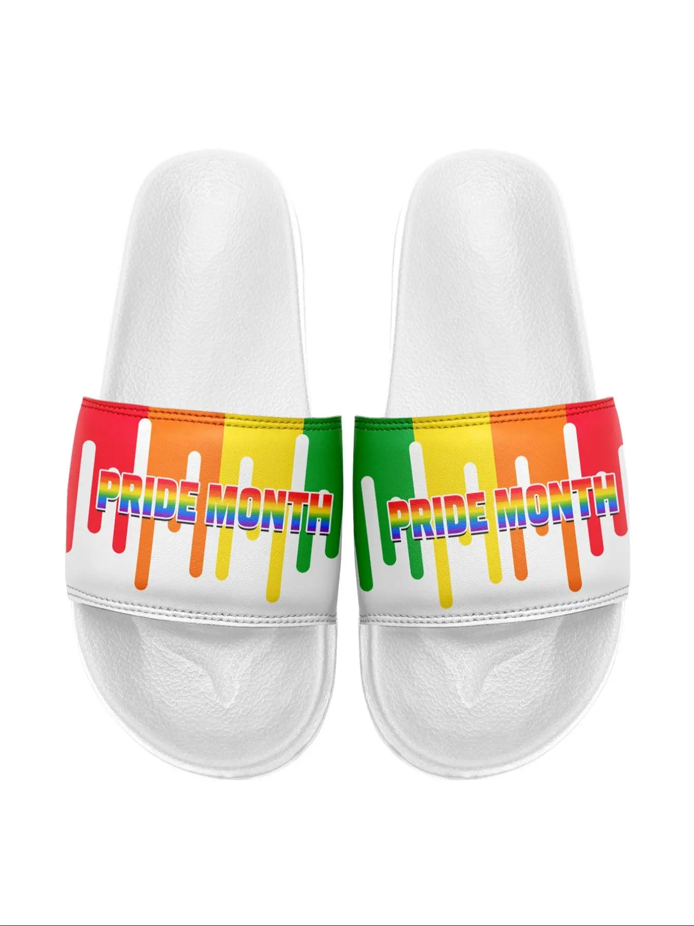 LGBTQ+ Pride Month Themed Slides, Colorful Rainbow Pattern Slides, Comfortable Lightweight Soft Sole Slippers for Beach, Pool, and Everyday Wear, Walking Shoes