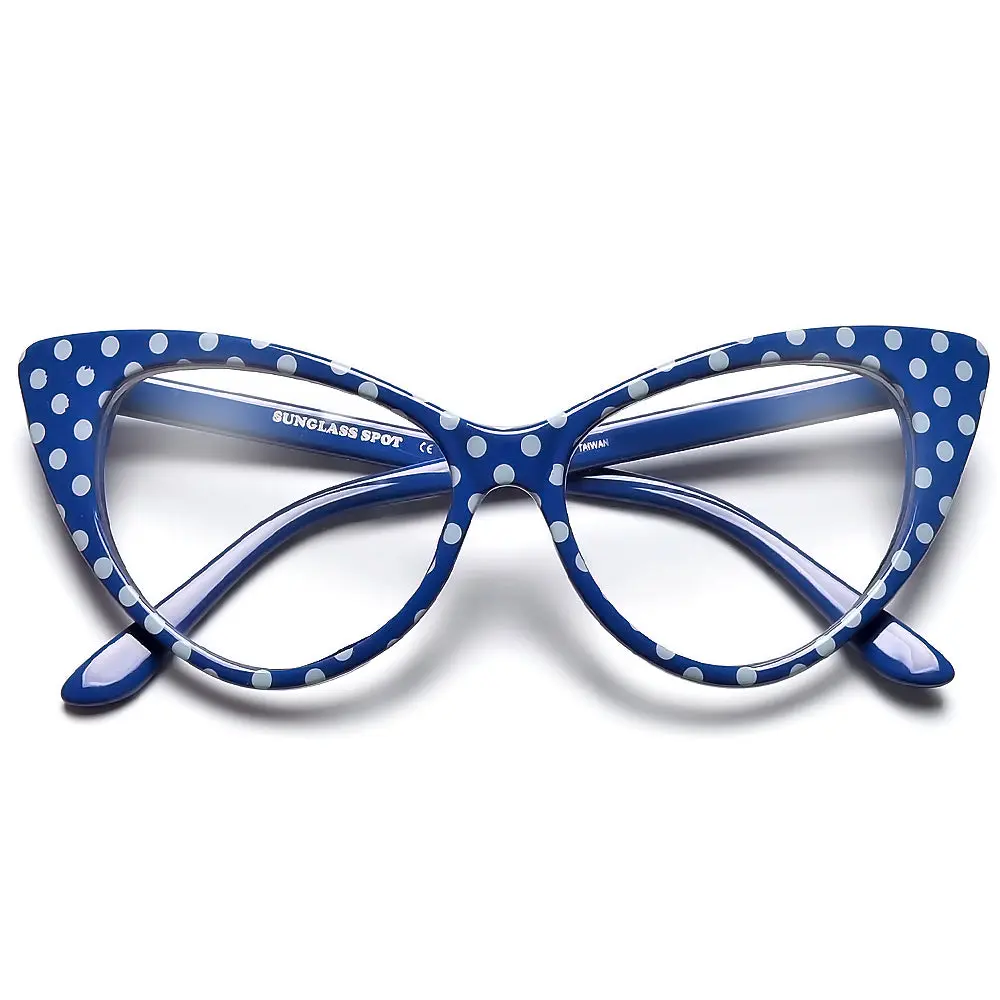 50s Inspired Polka Dot Cat Eye Clear Lens Eye Wear Glasses 50s Inspired Polka Dot Cat Eye Clear Lens Eye Wear Glasses