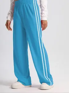 Women's Loose Casual Pants, Side Stripe High Waist Sports Pants, Comfortable Fashion Design for Gym & Daily Wear, Athleisure Style Bottoms