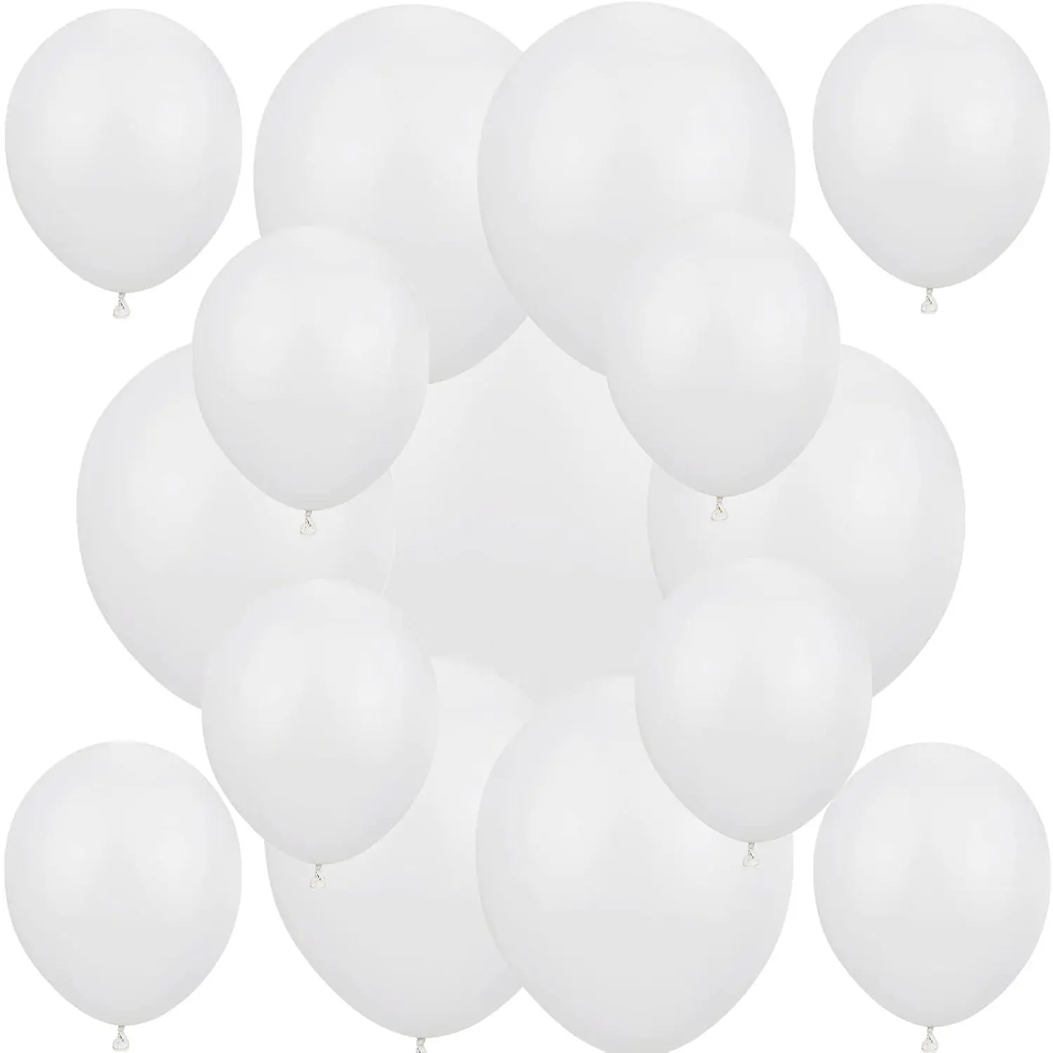 100 Pack White Balloons Different Sizes 18/12/10/5 Inch Party Balloon Kit Chrome Round Helium Matte White Balloons For Wedding Graduation Baby Shower Birthday Christmas Party Decoration (White)