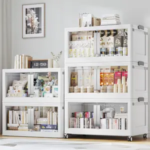 BROVIEW 480Qt/640Qt/800Qt Extra Large Stackable Storage Bins with Lids Wheels, Heavy-Duty Plastic Storage Box with Drawers, Collapsible Closet Organizer High-Quality Polypropylene Plastic Containers for Home Organization V70