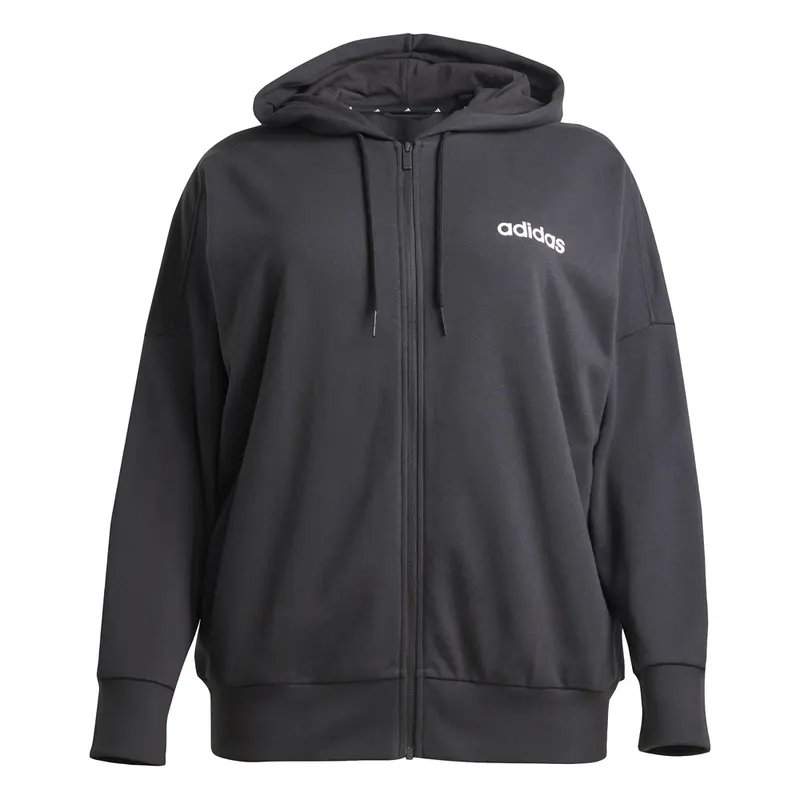 adidas Womens Essentials Linear Full-Zip French Terry Hoodie Casual Outerwear Casual - Black