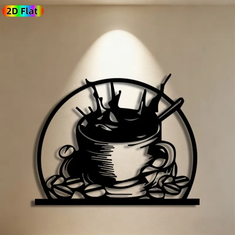 1pc Coffee Cup & Beans Metal Wall Art, Vibrant Coffee Statue Mural, Ideal Gift for New Year, Christmas, Coffee Decor Enthusiasts, Rust-Resistant Metal Wall Decor Wall Sculptures, Perfect for Kitchen Wall & Café Fence Wall, Stylish Coffee-Themed Decor