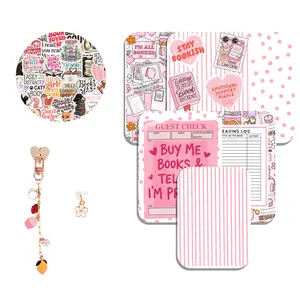 Pink Bookish Kindle Accessory Case Bundle, Kindle Chain Charm, Dust Charm, Paperwhite and Colorsoft 11th & 12th Gen, E-reader Accessory Bundle, Kindle Refresh Cardstock Insert Stickers Clear Case, Kindle Charm