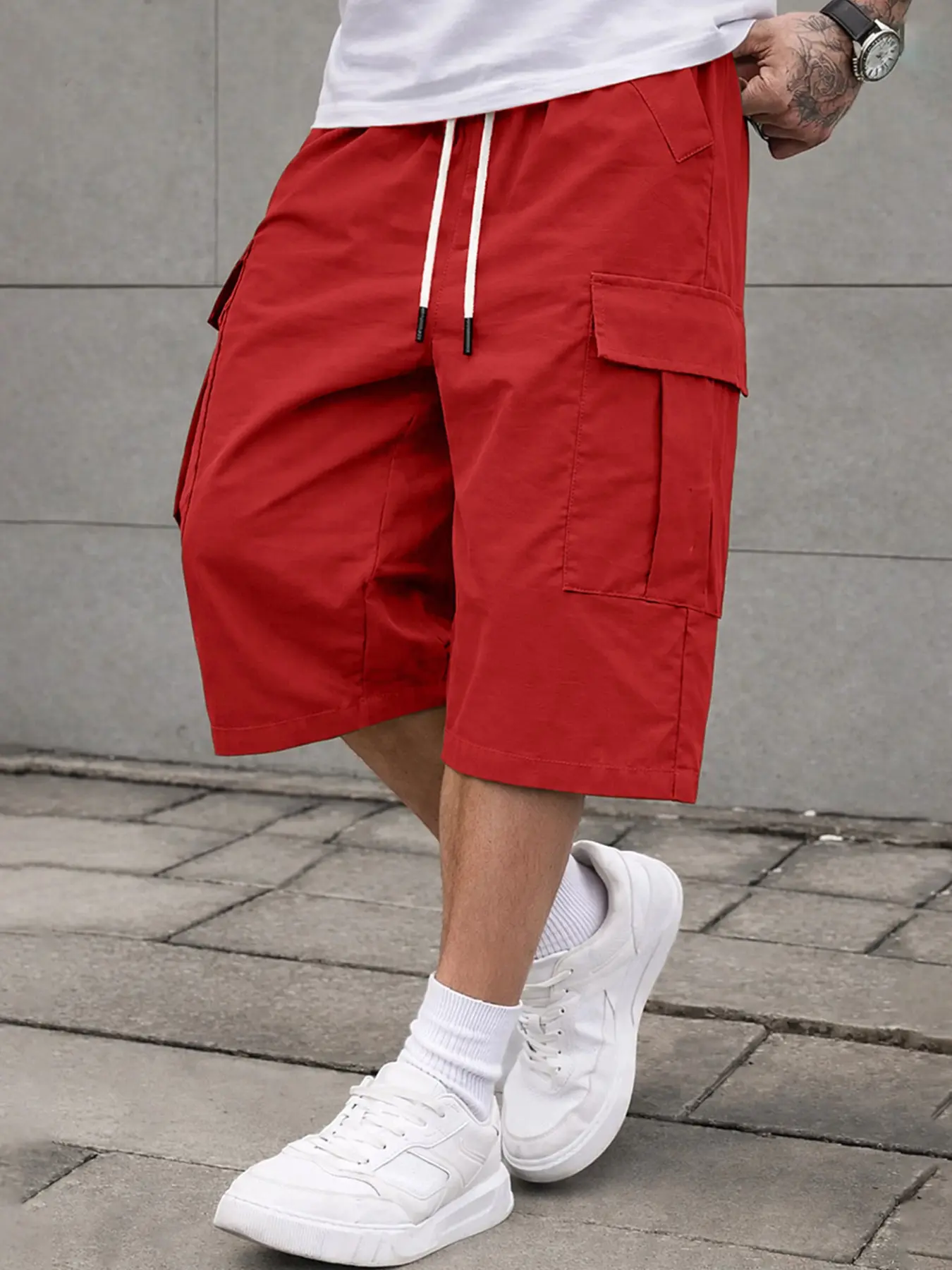 Men's 3/4 Length Work Shorts, Casual Seven-Quarter Pants, Multiple Pockets Design, Comfortable Summer Wear, Menswear, Suitable for Outdoor Activities and Daily Use