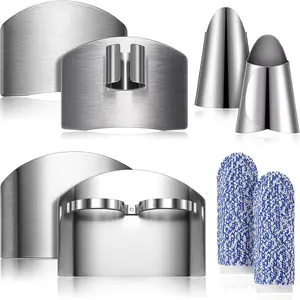8 count Finger Guard Set Stainless Steel  Finger Protector for   to Avoid Hurting When Slicing and Chopping