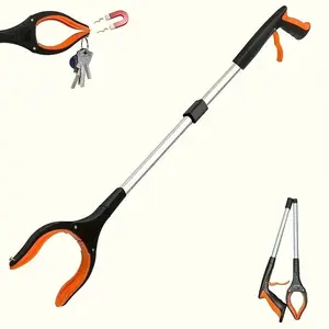33 Inch Foldable Grabber Tool for Seniors, Lightweight Portable Extendable Design, 360 Degree Rotating Clamp, Long Reach Garbage Picker