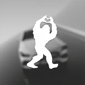 1PC Bigfoot Heart Gesture Funny Sticker, Car decorative sticker, Personalized Silhouette Design Suitable for Car Tailgates, Skateboard Decks Creates Funny Vibe Lights Up Vehicle Appearance Fits Various Transportation Tools Funny Decoration Preferred