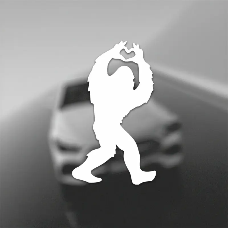 1PC Bigfoot Heart Gesture Funny Sticker, Car decorative sticker, Universal car sticker, Car Decal, Funny Car Decals, Personalized Silhouette Design Suitable for Car Tailgates, Skateboard Decks Fits Various Transportation Tools Decoration Preferred