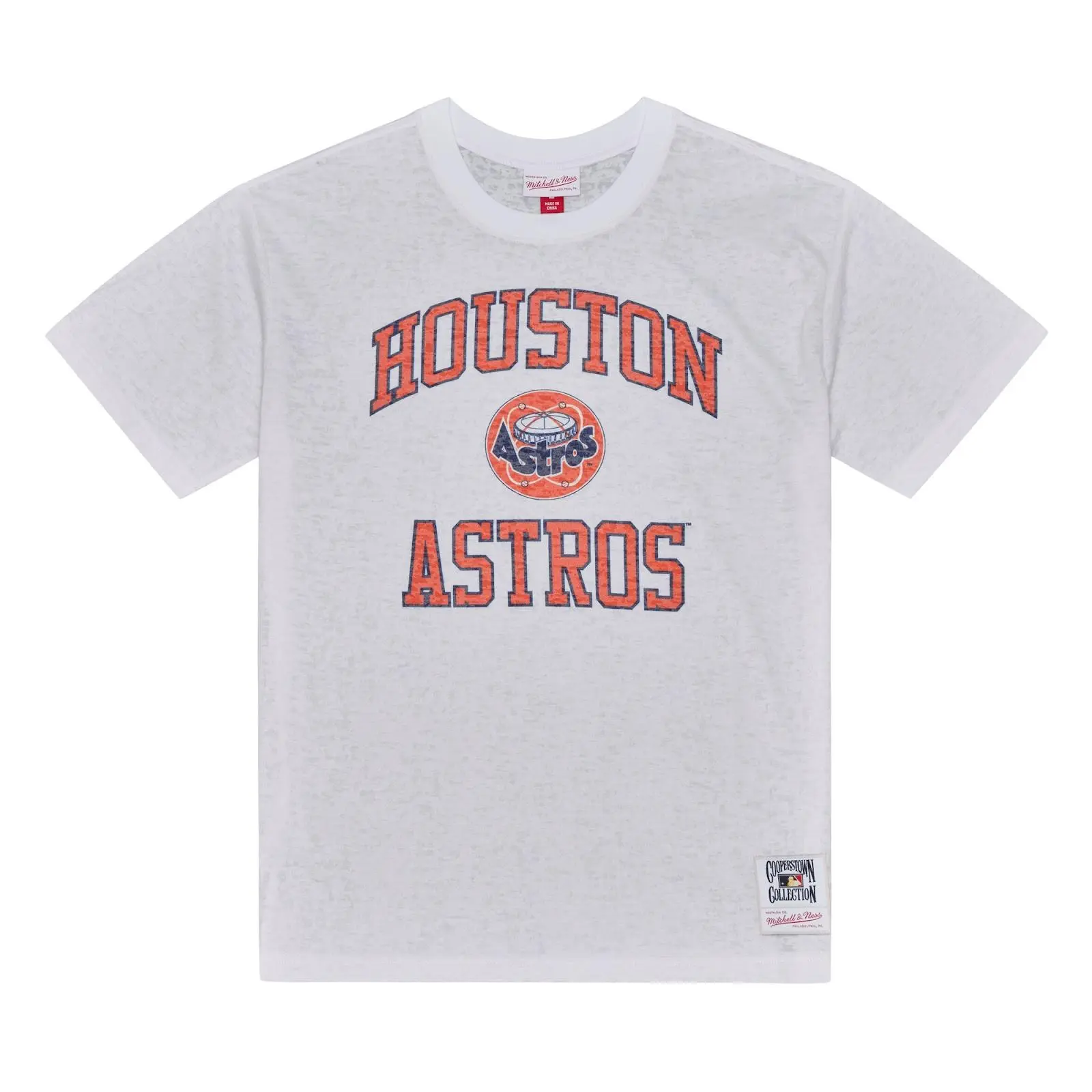Houston Astros White Burnout T-Shirt MLB Throwback Tee Graphic Vintage Fan Gear Mitchell & Ness