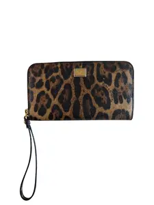 Pre-owned DOLCE & GABBANA Coated Canvas Small Leather Goods Dolce and Gabbana Leopard Wallet/Wristlet