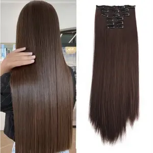 6-Piece Clip-in Hair Extensions for Long Straight Hair, Natural Clip-in Hair Clips, Invisible Hair Clips, Soft Natural Smooth, Suitable for Women and Girls, 6 Pieces for Full Head Coverage (Synthetic Hair Extensions), Versatile Styling for All Ocsasions