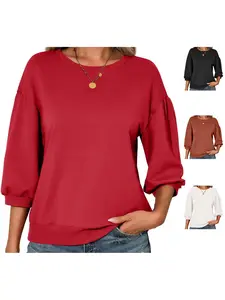 Fisoew Womens Crewneck Sweatshirts Casual Puff Sleeve Loose Fit Shirts Fall Tops Pullover Hoodie Womenswear bistro hoodie ditch masked hoodie graphic hoodies hoodies for women zip up hoodies comfort hoodies spider hoodie denim tears hoodie Clothes