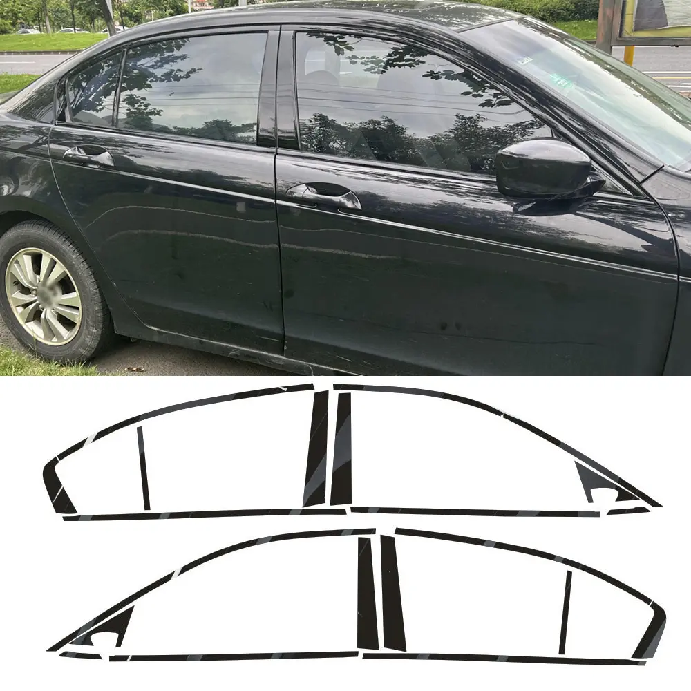 Glossy Black Chrome Delete Window Trim Car Sticker Decal, Good Quality 100% New Brand Window Decals for Vehicles, Fit for Honda Accord 2008-2013, Customize Other Style, Vinyl Film
