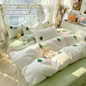 3pcs Elegant Embroidered Orchid Bed Linen Set, Includes Soft Comforter and Pillow Covers, and Breathable for All Seasons