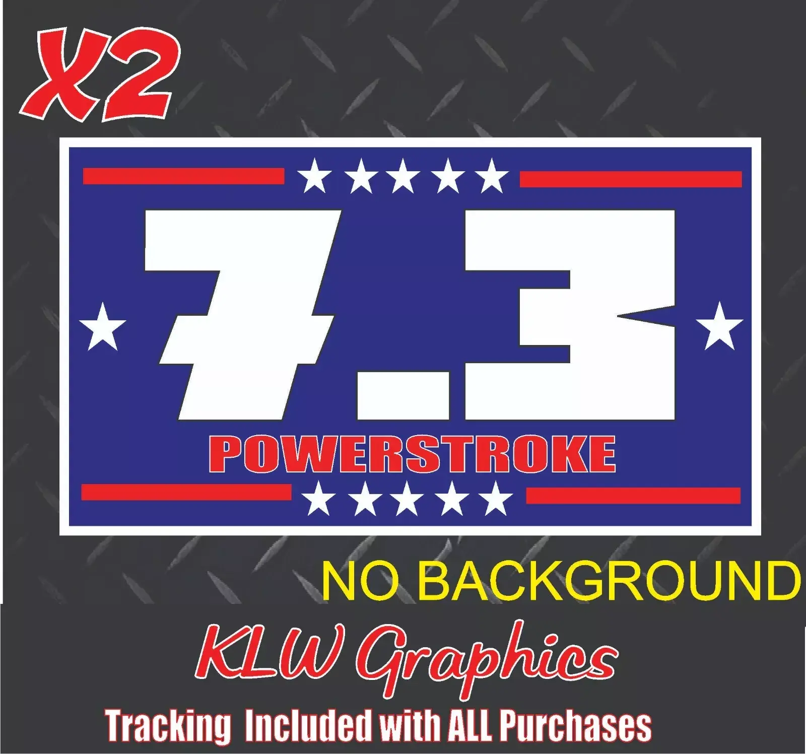 Powerstroke 7.3 Red White Blue Full Color Decal Sticker Turbo Diesel Truck 7.3 6.7 Crew Cab USA Dad